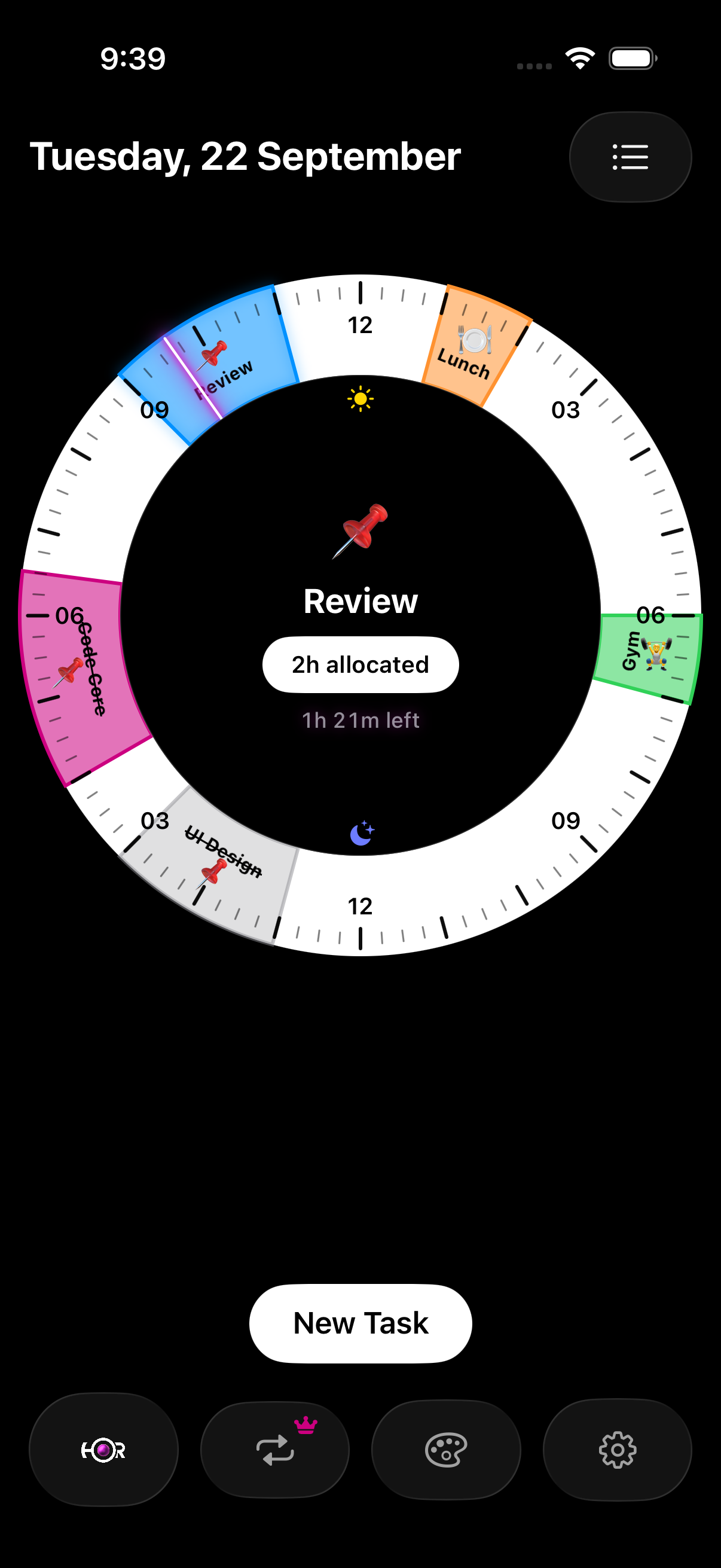 Horo on iPhone — dark