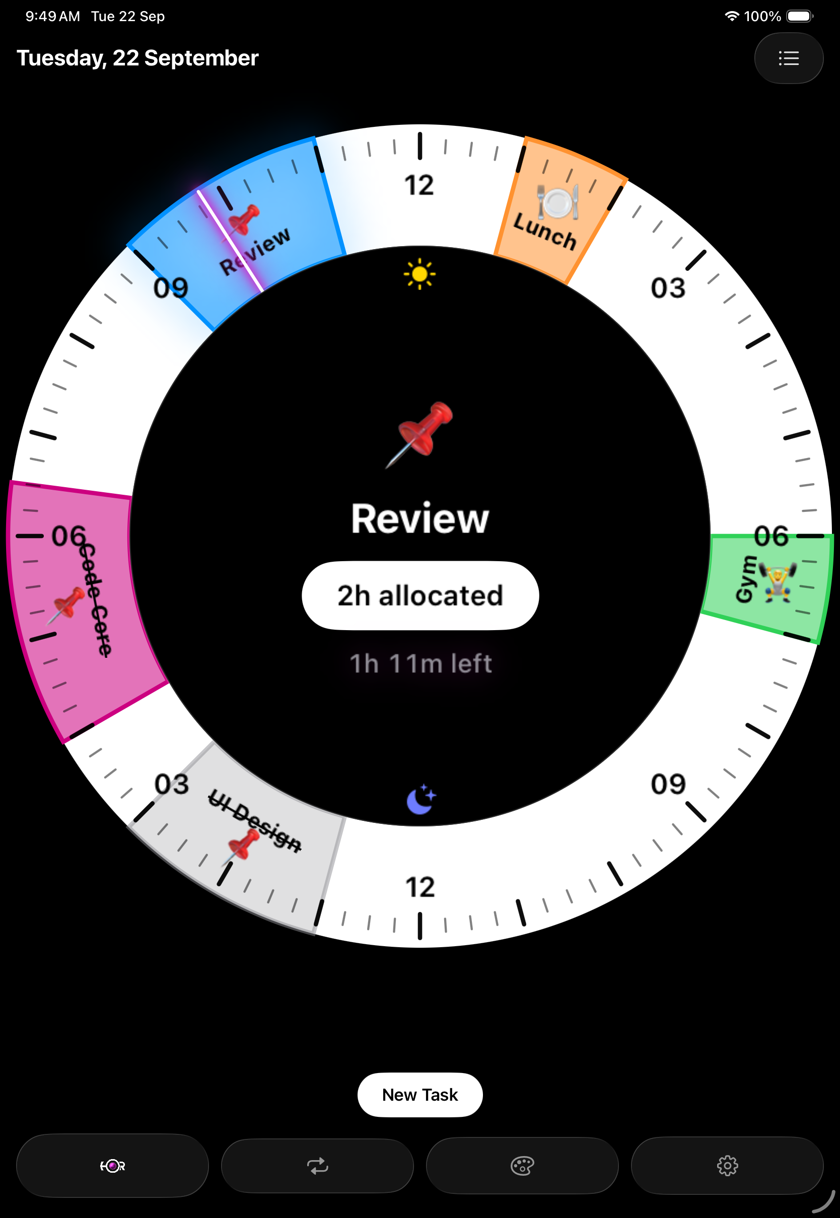 Horo on iPad — dark